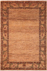 handmade Modern Gabbeh Beige Rust Hand Knotted RECTANGLE 100% WOOL area rug 6  x 8